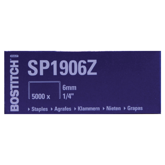 Nieten Bostitch SP1906Z staal 6mm rechte rug 5000 stuks