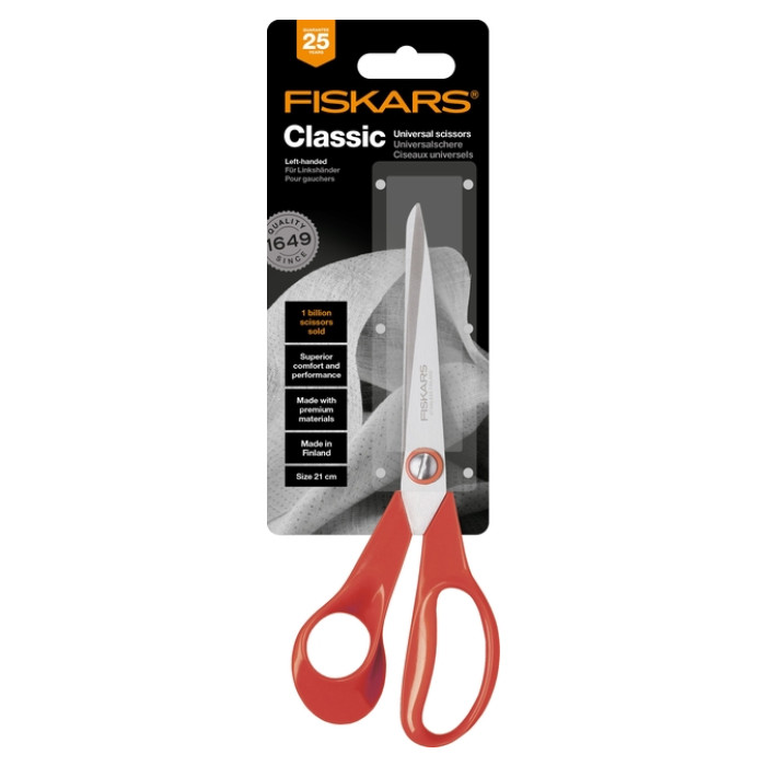 Schaar Fiskars Classic universeel 21cm links rood