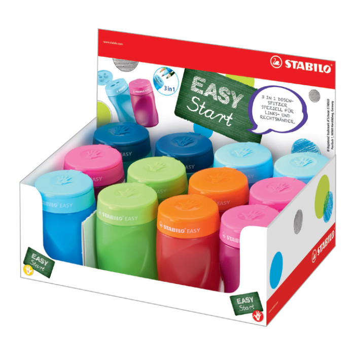 Puntenslijper STABILO Easy 4500 3 in 1 ass rechts-linkshandig en kleur