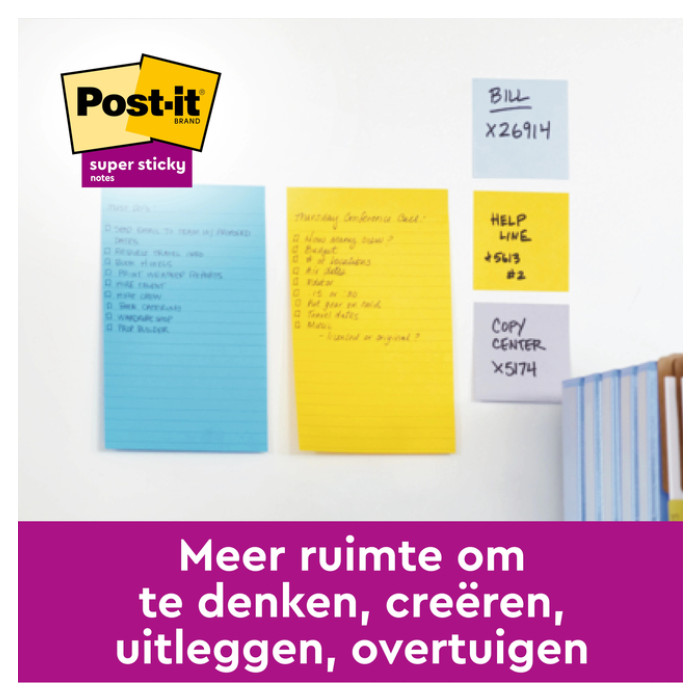 Memoblok Post-it 4690 Super Sticky 101x152mm lijn Carnival 3 stuks