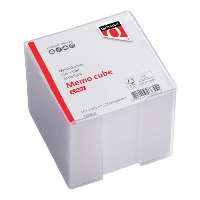 Memokubus Quantore 10x10x9cm transparant met 900vel