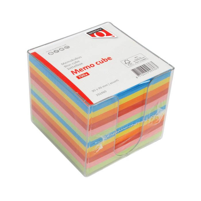 Memokubus Quantore 90x90mm transparant assorti