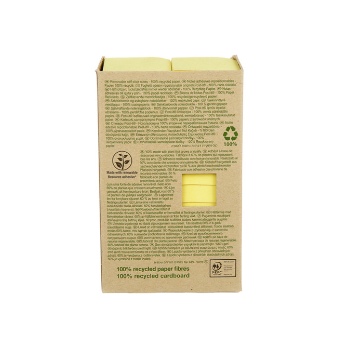 Memoblok Post-it 653 38x51mm recycled geel 24 stuks