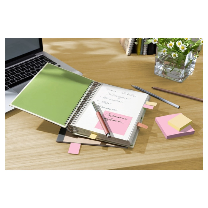Memoblok Post-it 654-1B 76x76mm recycled geel 6 stuks