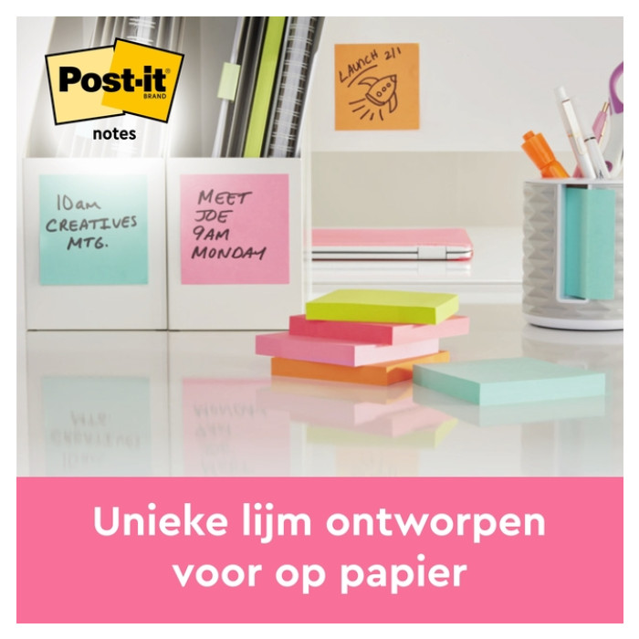 Memoblok Post-it 655 76x127mm 100 vel per blok neon geel