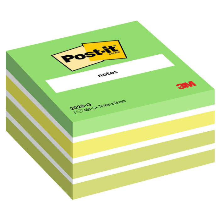 Memoblok Post-it 2028 76x76mm kubus pastel groen