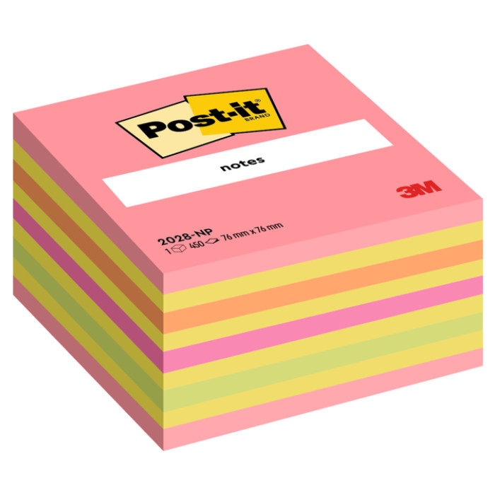 Memoblok Post-it 2028 76x76mm kubus neon kleuren