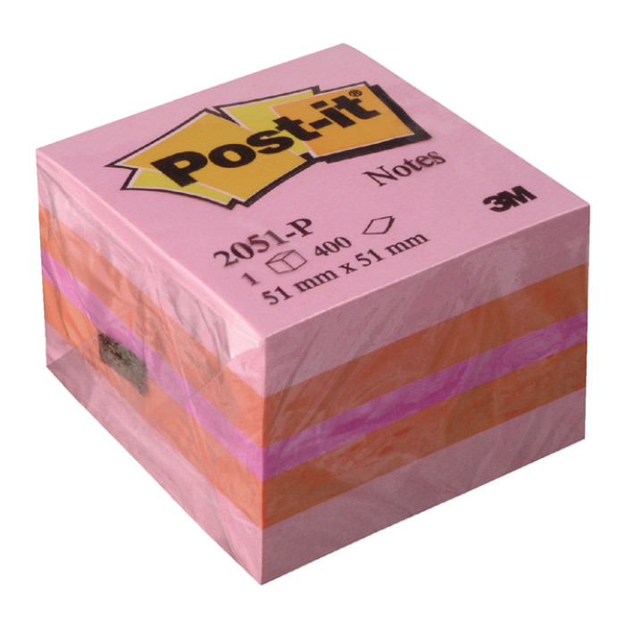Memoblok Post-it 2051 51x51mm kubus roze