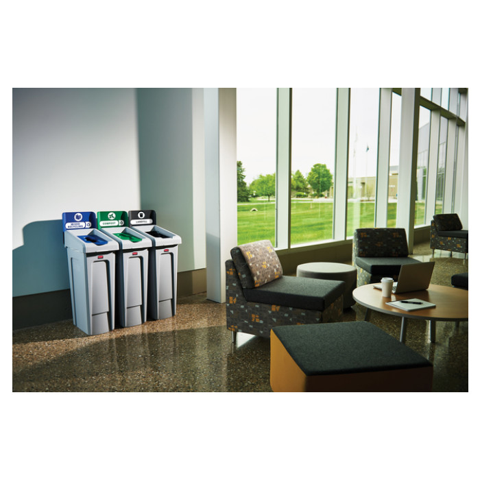 Deksel Rubbermaid Slim Jim Recyclestation inwerpopening voor flesjes en blikjes grijs