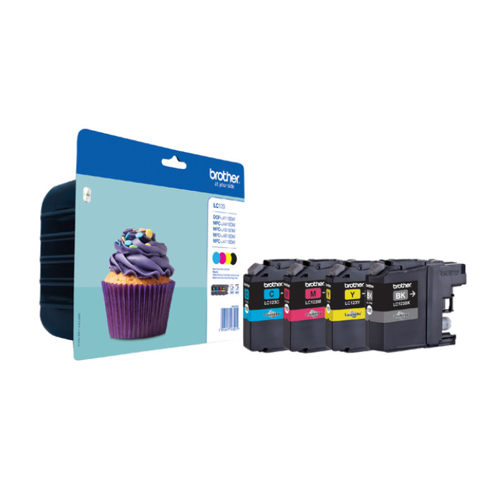 Inktcartridge Brother LC-123VALBP zwart + 3 kleuren