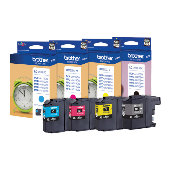Inktcartridge Brother LC-127XLVALBP zwart + 3 kleuren