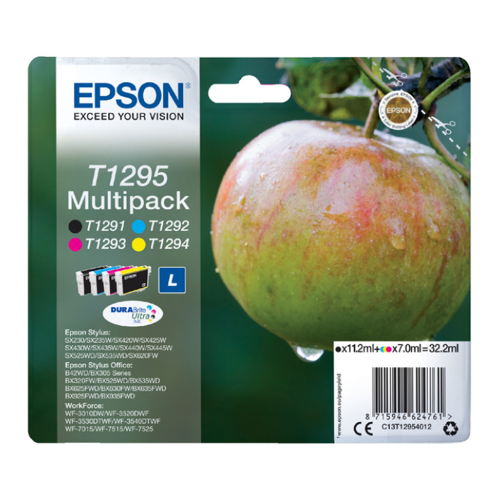 Inktcartridge Epson T1295 zwart + 3 kleuren