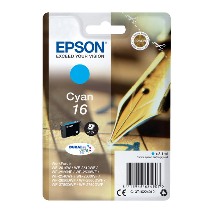 Inktcartridge Epson 16 T1622 blauw