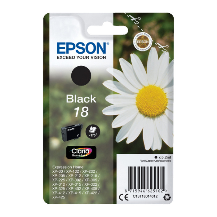 Inktcartridge Epson 18 T1801 zwart