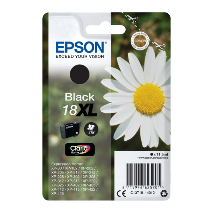 Inktcartridge Epson 18XL T1811 zwart