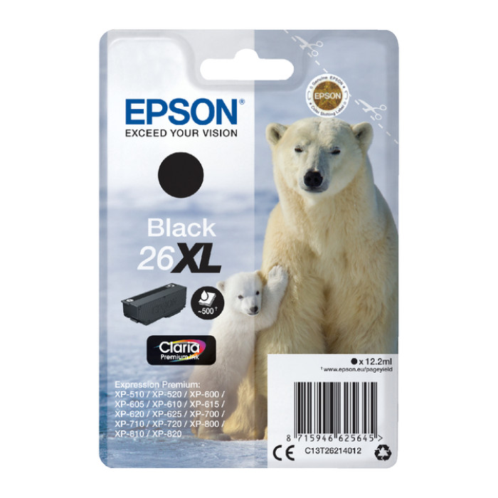 Inktcartridge Epson 26XL T2621 zwart