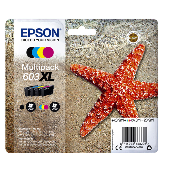 Inktcartridge Epson 603XL T03A6 zwart + 3 kleuren