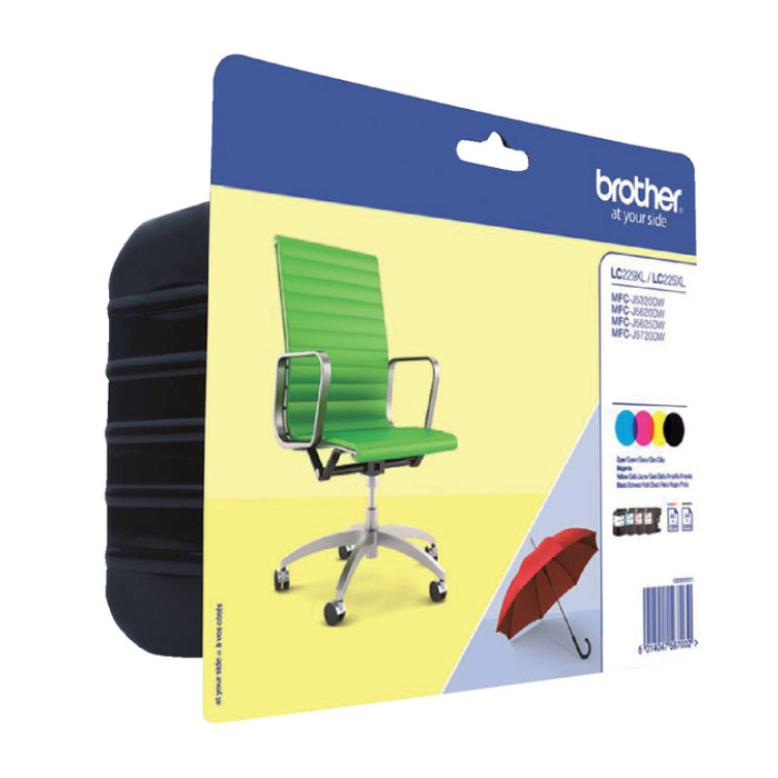 Inktcartridge Brother LC-229XLVALBP zwart + 3 kleuren