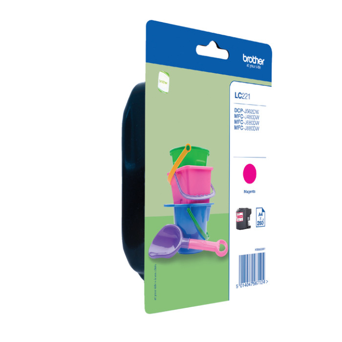 Inktcartridge Brother LC-221M rood