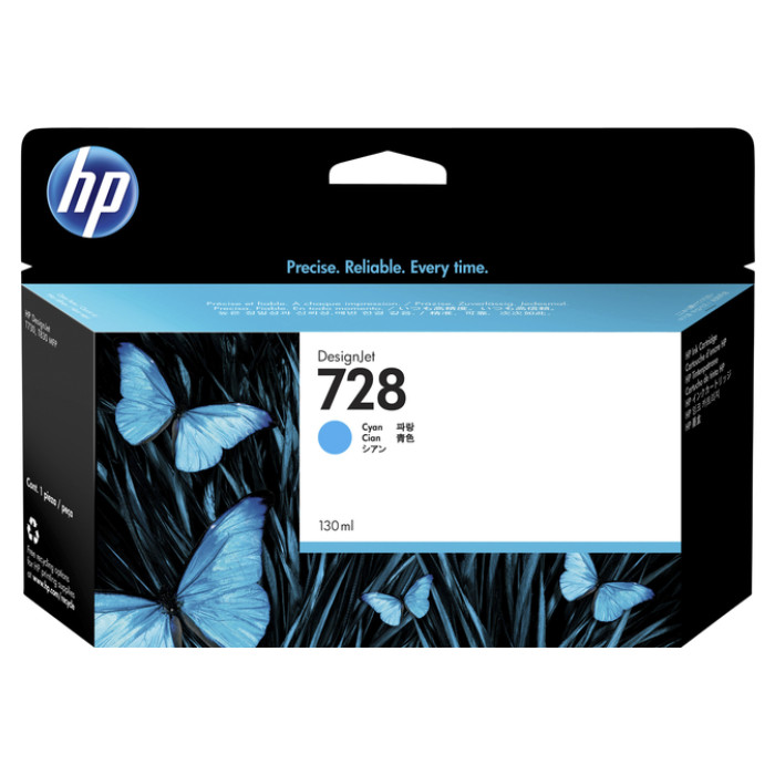 Inktcartridge HP F9J67A 728 blauw