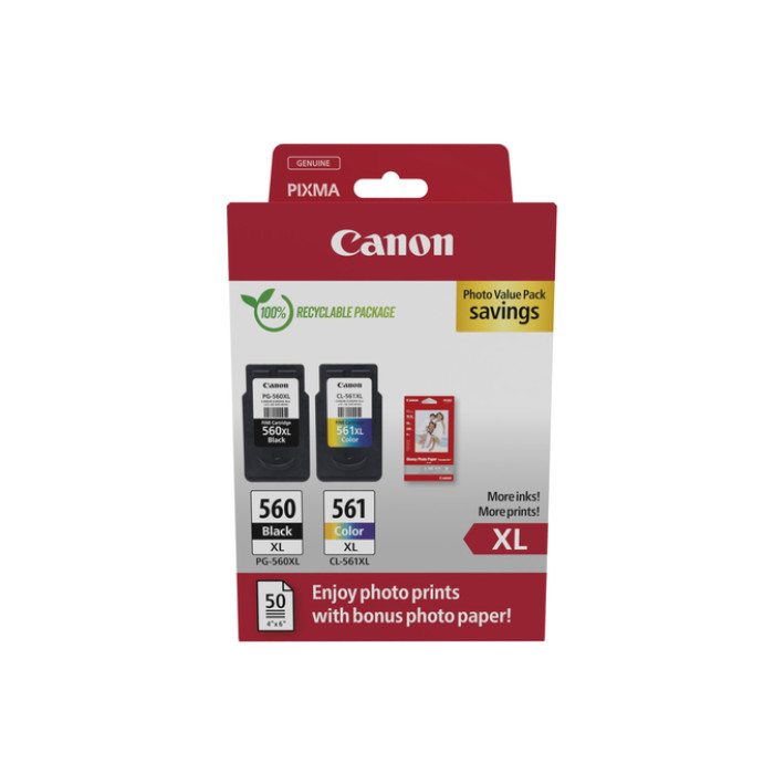 Inktcartridge Canon PG-560XL CL-561XL + papier