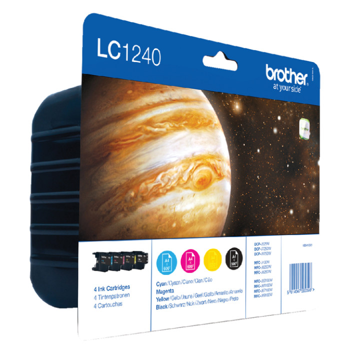 Inktcartridge Brother LC-1240VALBP zwart + 3 kleuren