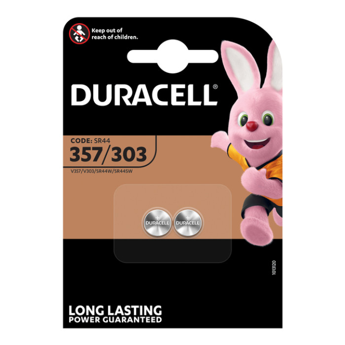 Batterij Duracell knoopcel 2x357/303 zilver oxide Ø11,6mm 2 stuks