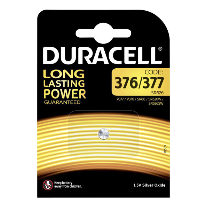 Batterij Duracell knoopcel 377 zilver oxide Ø6,8mm 1,5V-18mA