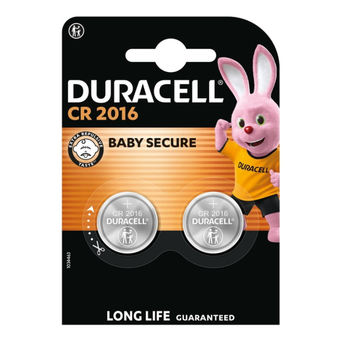 Batterij Duracell knoopcel 2xCR2016 lithium Ø20mm 3V-90mAh