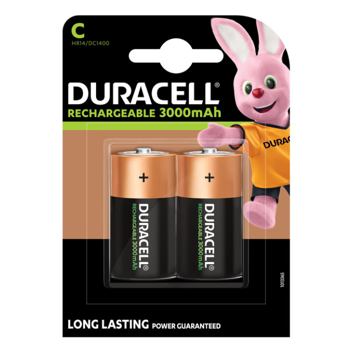 Batterij oplaadbaar Duracell 2xC 3000mAh Plus