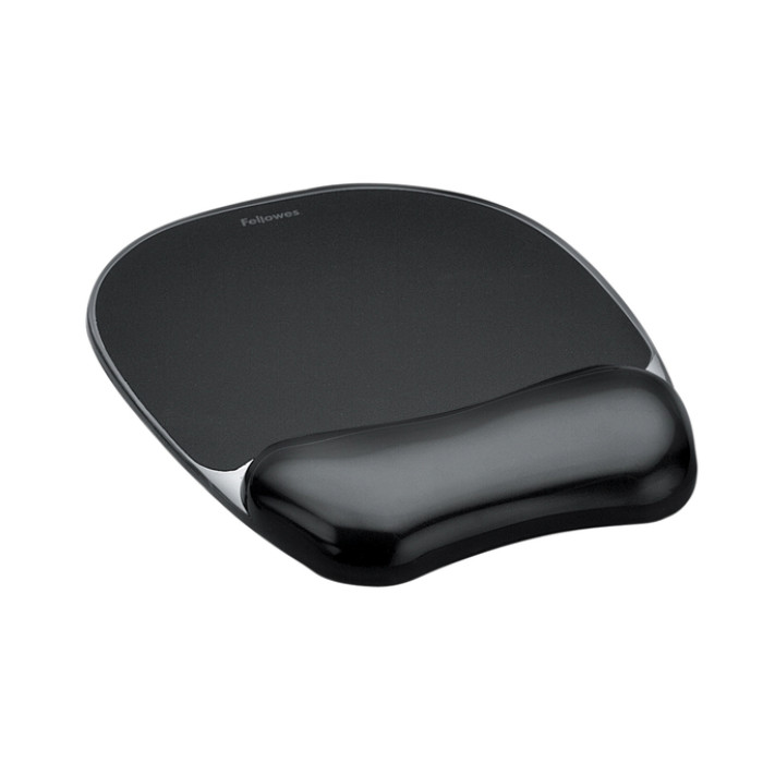 Muismat met polssteun Fellowes Crystals gel transparant zwart