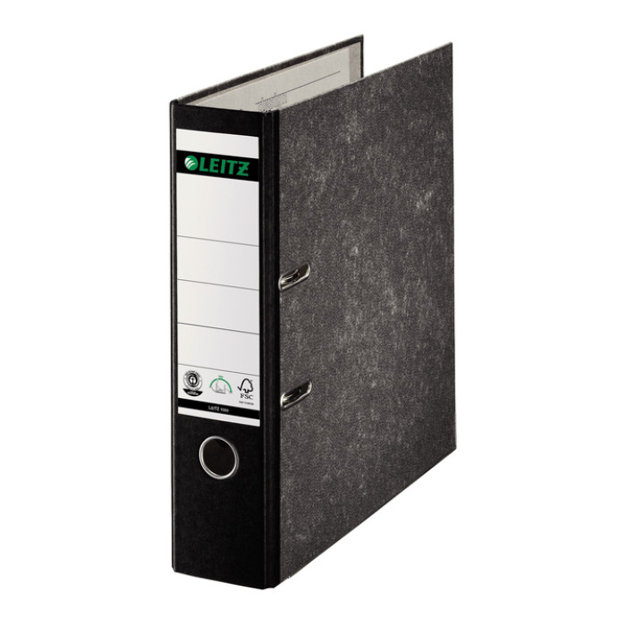 Ordner Leitz 1080 klassiek gewolkt 180° 80mm karton A4 zwart