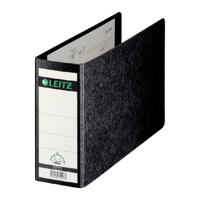 Ordner Leitz 1076 180° zonder sleuven en randbeschermers 77mm karton A5 zwart