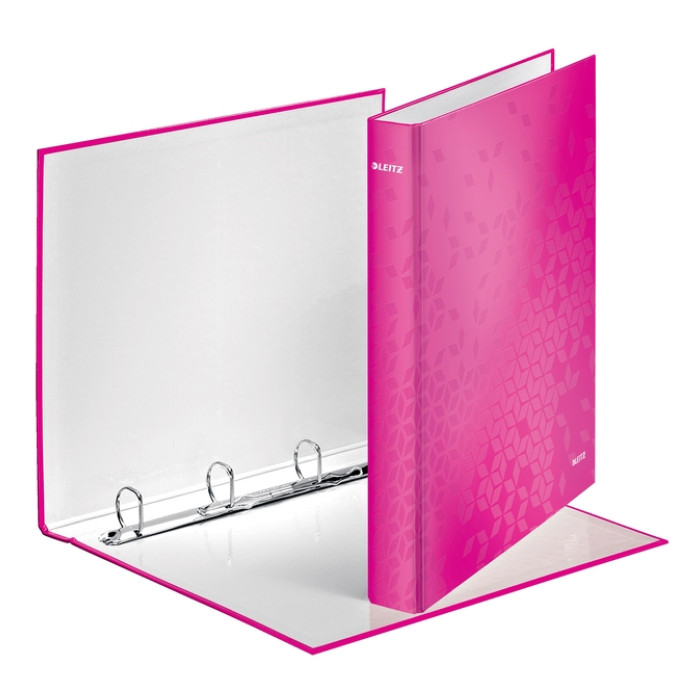 Ringband Leitz WOW A4 maxi 4-rings D-mechaniek 40mm roze