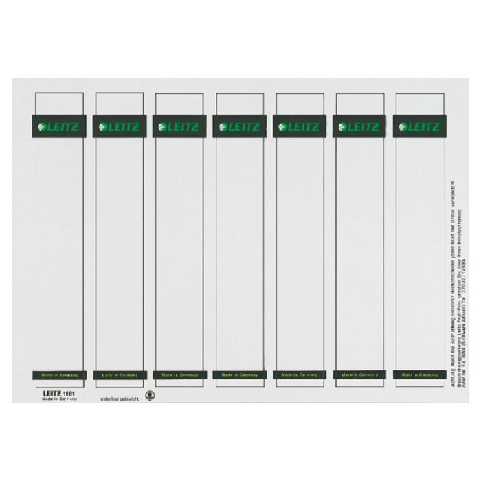 Rug-insteekkaart Leitz smal/kort 31x190mm wit 175 stuks