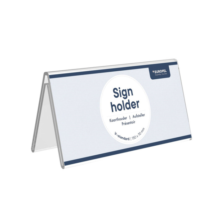 Tafelnaambord Europel V-standaard 70x150mm acryl