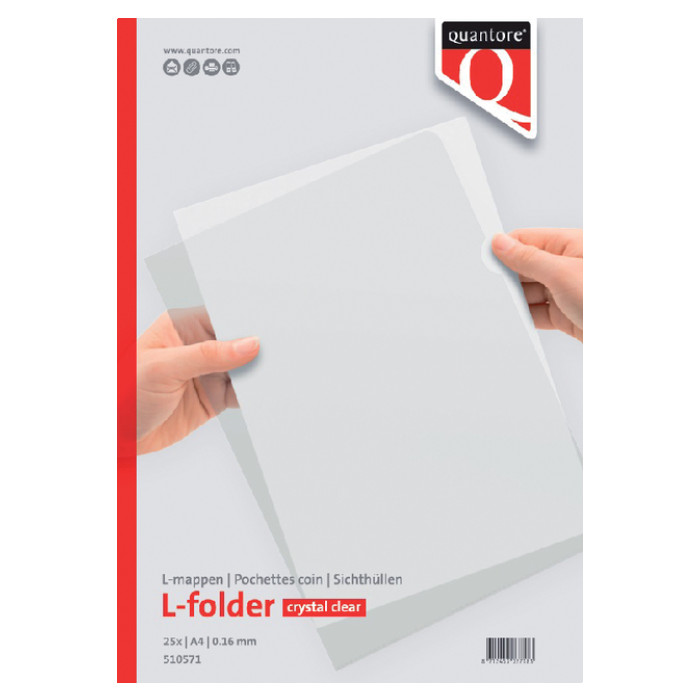 Insteekmap L-model Quantore A4 PP 0.16mm glad 25 stuks