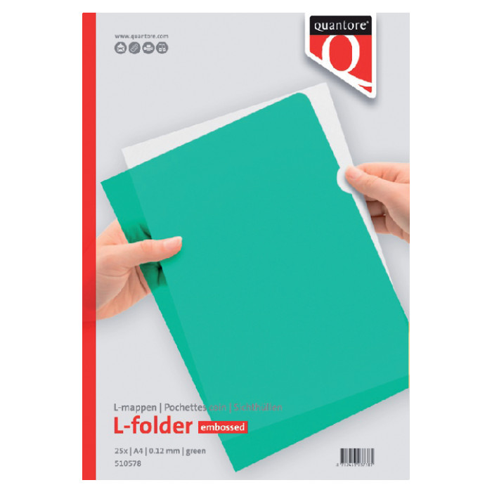 Insteekmap L-model Quantore A4 PP 0.12mm groen 25 stuks