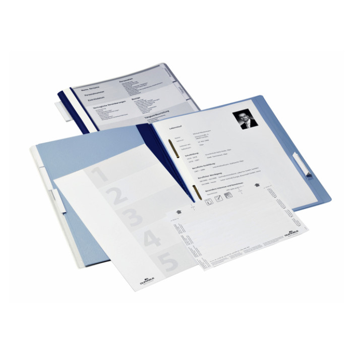 Personeelsmap Durable 5 vakken + hangrail blauw