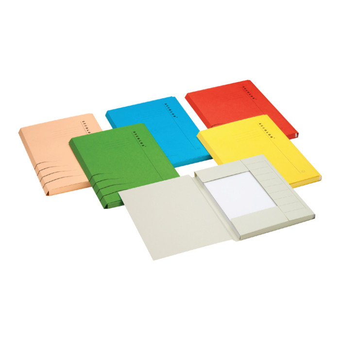 Dossiermap Secolor A4 3 kleppen 100% gerecycled karton 250 gr chamois