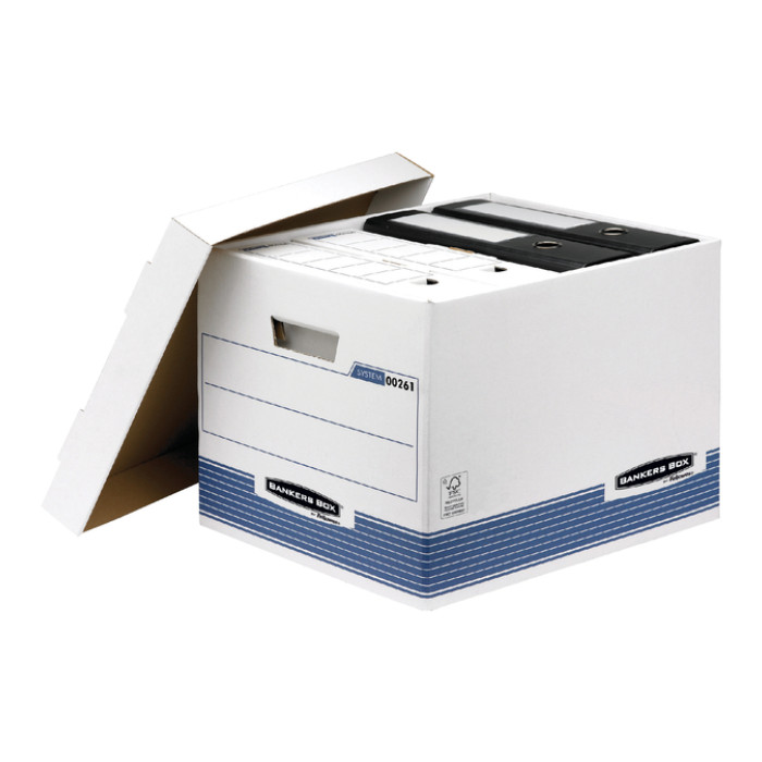 Archiefdoos Bankers Box System standaard wit blauw