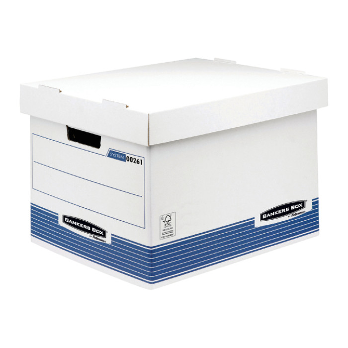 Archiefdoos Bankers Box System standaard wit blauw