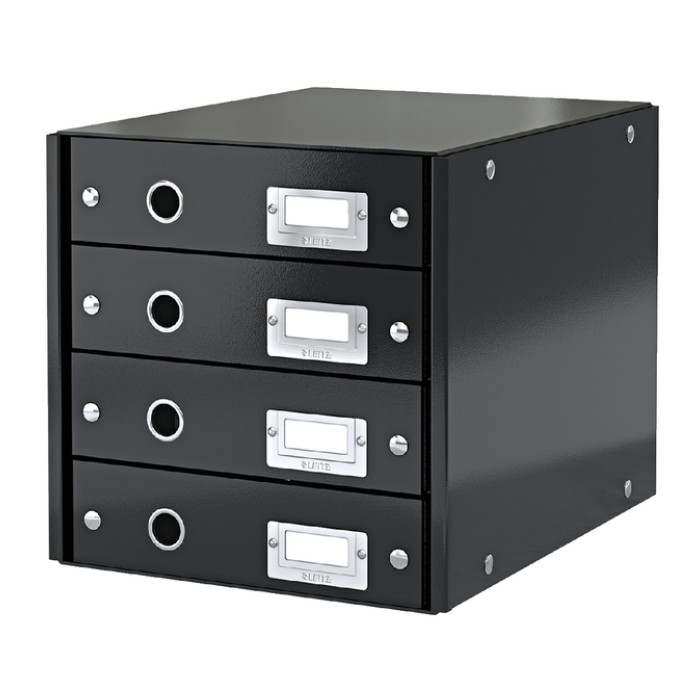 Ladenkast Leitz WOW Click & Store 4 laden gerecycled karton zwart