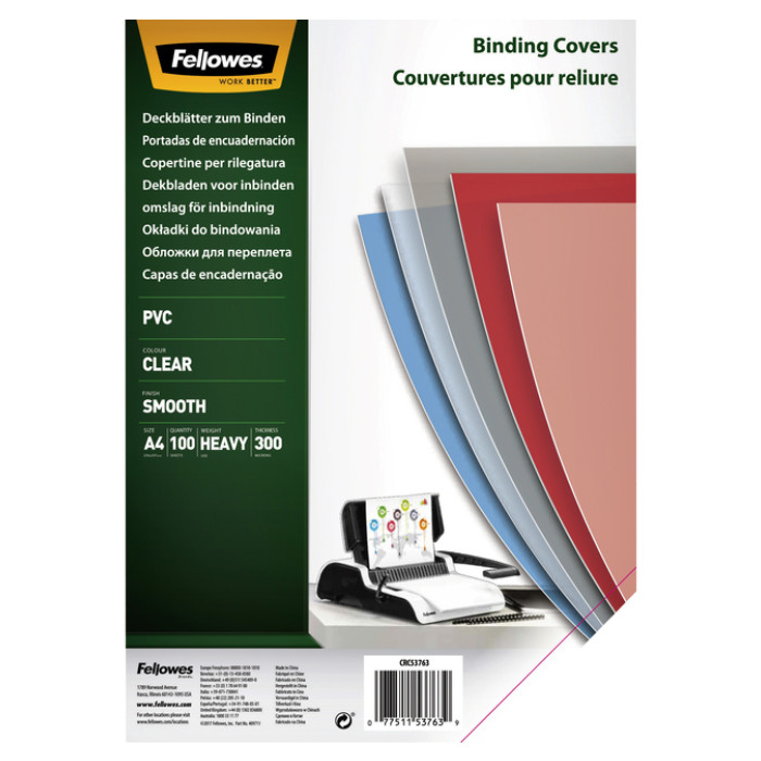 Voorblad Fellowes A4 PVC 300micron recycled 100 stuks
