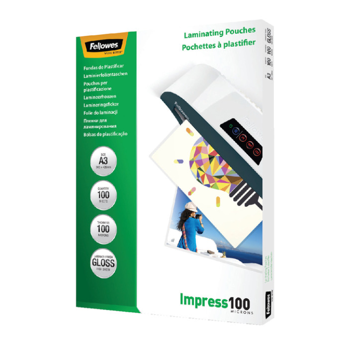 Lamineerhoes Fellowes A3 2x100micron glans 100 stuks