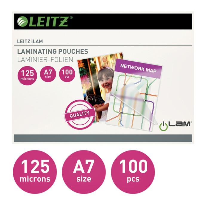 Lamineerhoes Leitz iLAM A7 2x125micron EVA 100 stuks