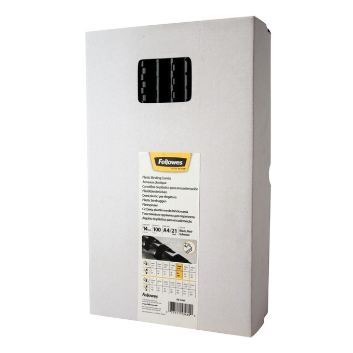 Bindrug Fellowes 14mm 21rings A4 zwart 100 stuks