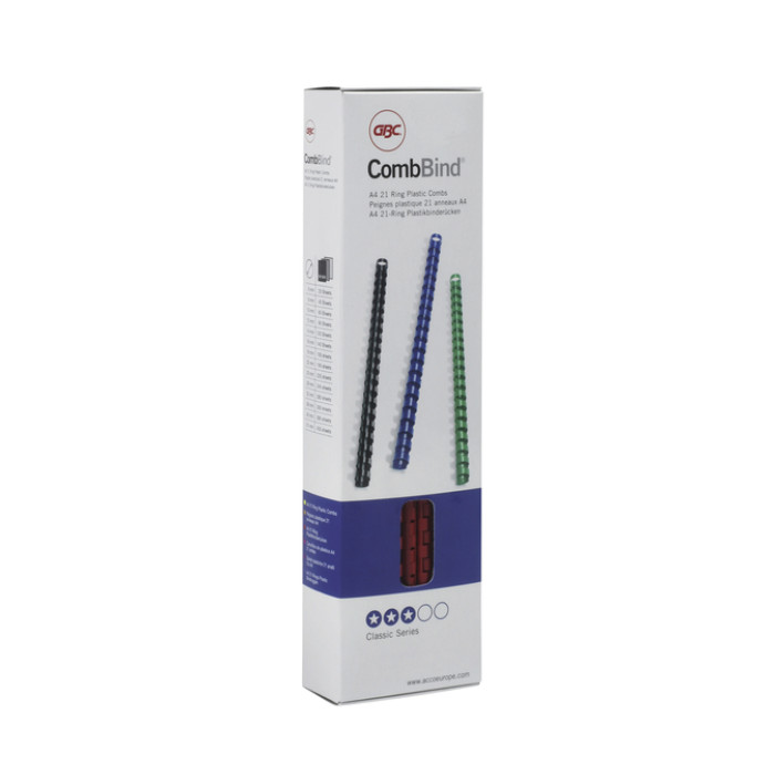 Bindrug GBC 10mm 21rings A4 wit 100 stuks