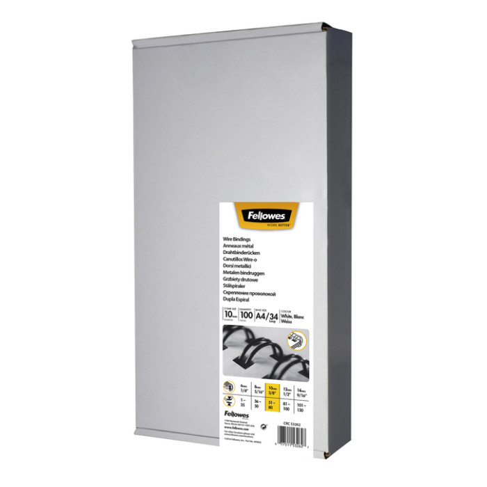 Draadrug Fellowes 10mm 34-rings A4 zilver 100 stuks