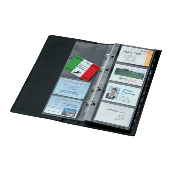 Visitekaartringband Sigel VZ300 200 kaarten 90x58mm kunststof zwart